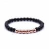 Handgjort Armband Svart Sten Roseguldpläterade Pärlor