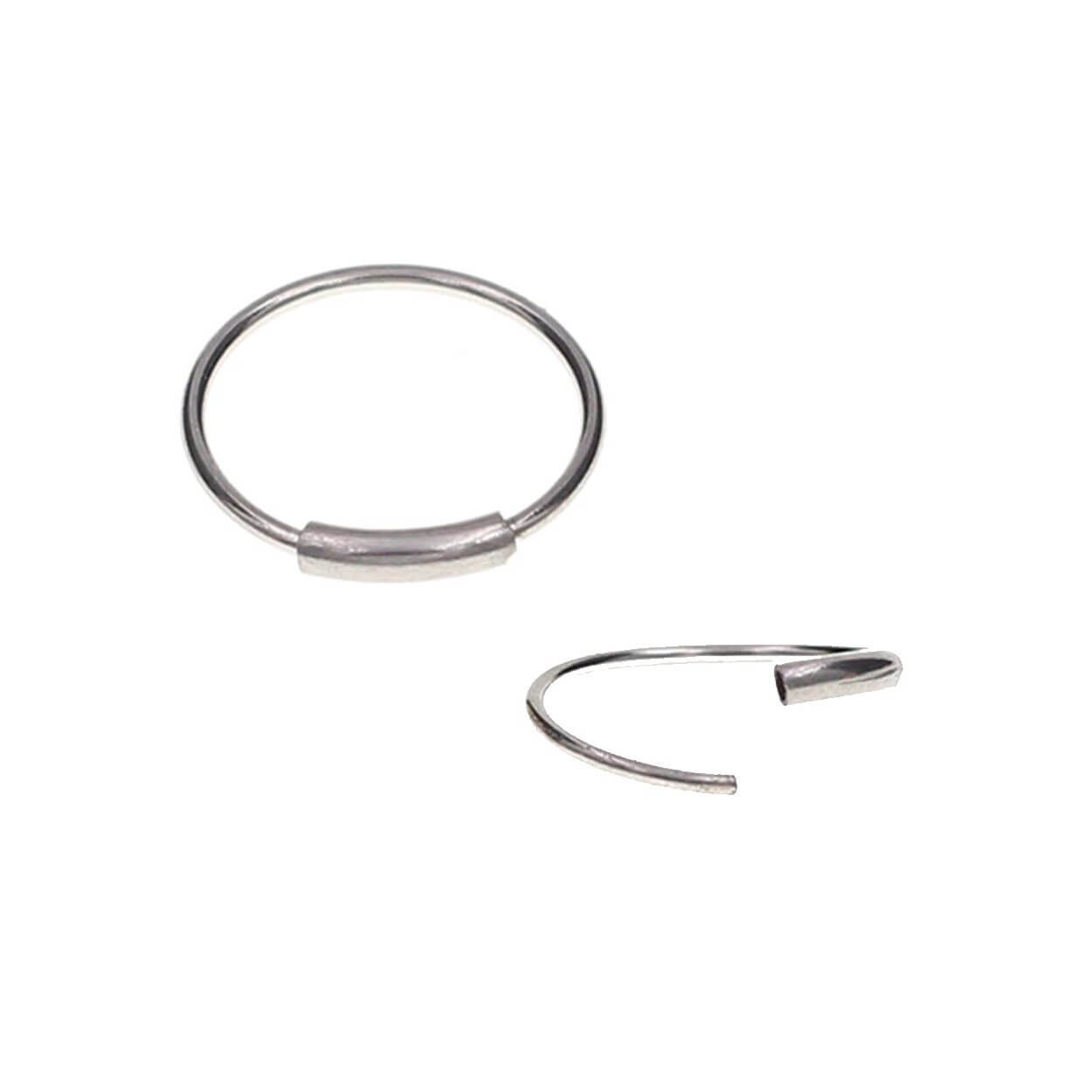 2-pack silver fake piercing öron läpp näsring septum läppring