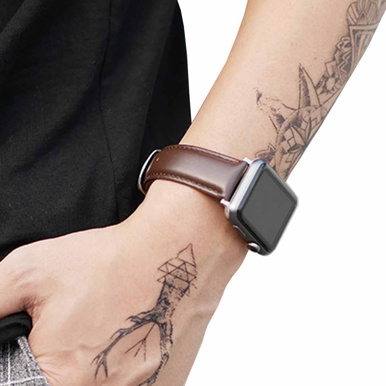 Apple watch 38/40 1/2/3/4/5/6/se ljusbrunt läderarmband skinn