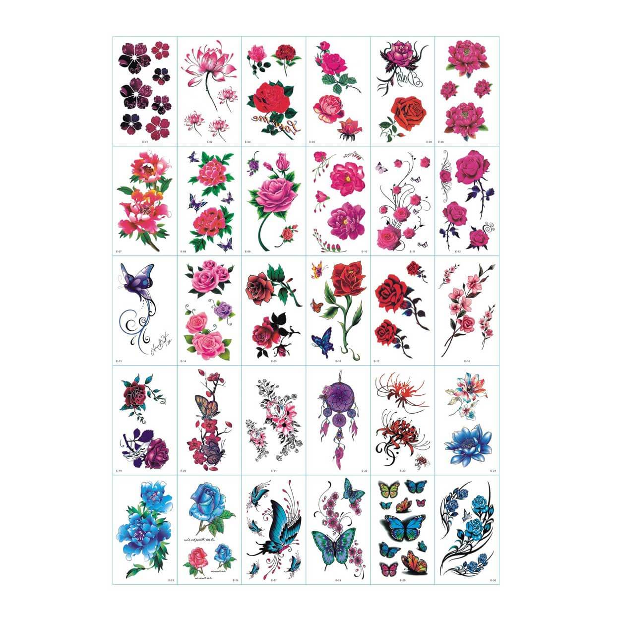 Temporära tatueringar faketatueringar blommor fejk fake tattoo