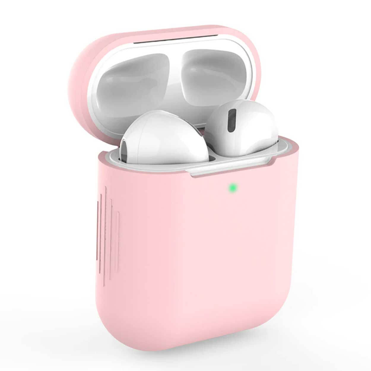 Ljusrosa airpods 1/2 skal case fodral stötsäkert skyddsfodral
