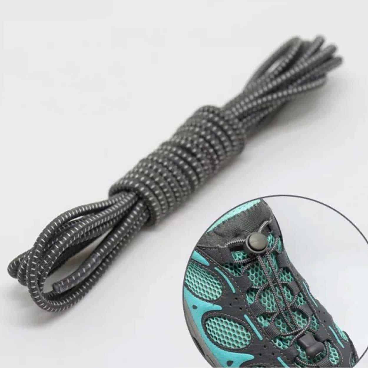 Elastiska skosnören (inklusive dragsko) - no tie shoelaces - mörk grå
