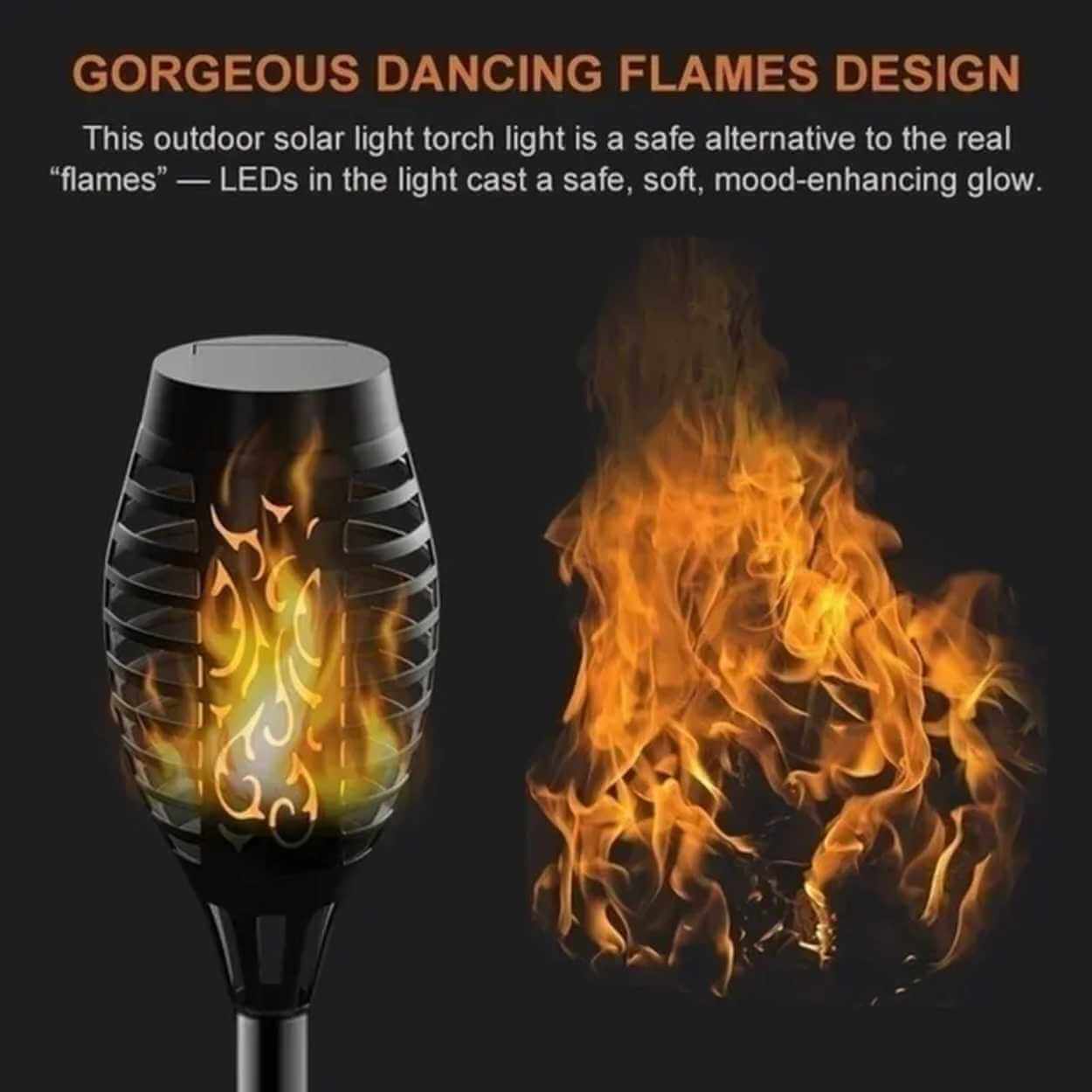 4-pack solcellsfackla lykta med flammande ljussken - bild 4