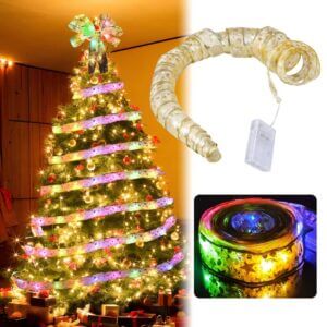 Julgransbelysning rgb ljusslinga | flerfärgad julbelysning | för paket och julgran | batteridriven