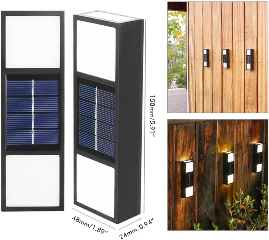 2-pack solcellslampa för fasad | solcell vägg- och fasadbelysning utomhus svart - bild 3