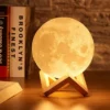 3d rgb månlampa med fjärrkontroll | 15 fäger och 4 lägen nattlampa 14cm
