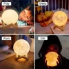 3d rgb månlampa med fjärrkontroll | 15 fäger och 4 lägen nattlampa 14cm
