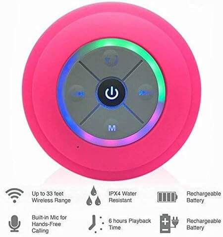 Vattentät duschhögtalare med rgb led - bluetooth högtalare med sugkopp - bild 4