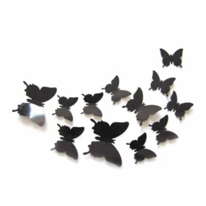 Väggdekoration 12-pack Svarta Fjärilar 3d Väggdekal Väggdekor