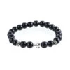 Handgjort Armband Kors Silver M. Svarta Stenar