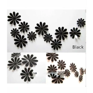 Väggdekoration 12-pack Blommor 3d Svart Väggdekal Väggdekor