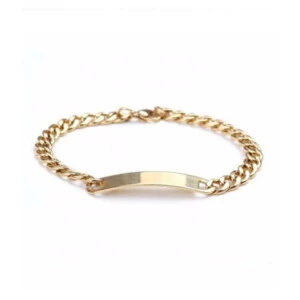 Kedja Armband Länk Med Id Bricka Guld