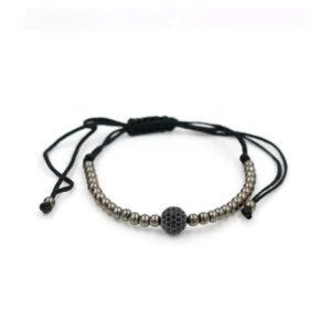 Elegant och stilrent armband lux macrame kopparkulor (svart)