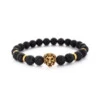Handgjort Armband Proud Lion Lejonhuvud Guld Svarta Lavastenar