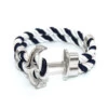 Handgjort Armband Rep Med Ankare I Metall Blå/vit/silver