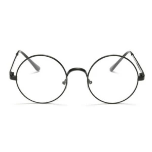 Retro runda glasögon svart klart glas utan styrka
