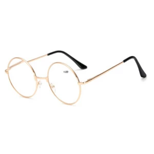 Retro Runda Läsglasögon Guld Styrka +1.0 Glasögon