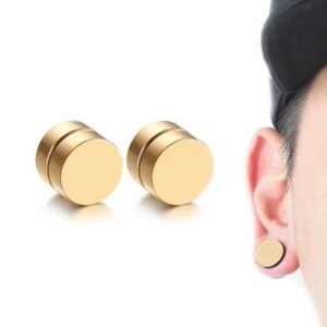 2-pack guld magnetisk fake piercing öron töjning plug