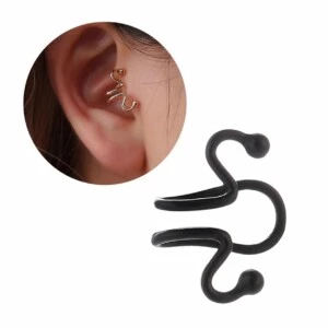 Fake helix tragus piercing öron örhänge ear cuff utan hål svart