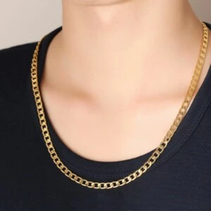 Halsband tjock kedja länk guld guldpläterad 55cm