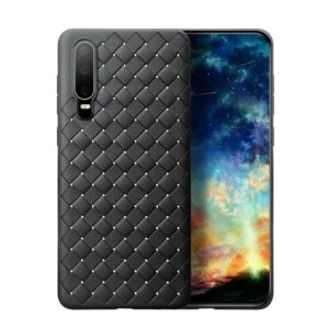 Huawei P30 Mobilskal Flätat Svart Läder Skinn