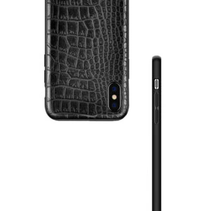 Iphone 8 Plus Mobilskal Svart Läder Skinn Krokodil Skal
