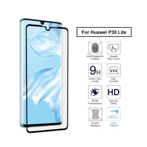 Huawei p30 lite heltäckande hd skärmskydd kolfiber härdat glas