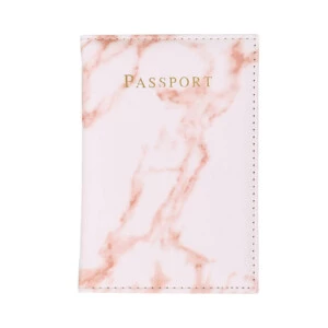 Passfodral passhållare rosa marmor skinn läder guld