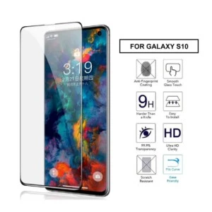 Galaxy s10 heltäckande hd skärmskydd kolfiber härdat glas