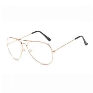 Retro Roseguld Pilot Aviator Glasögon Klarglas Klart Glas Utan Styrka