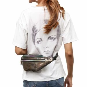 Svart midjeväska - glansig metallic magväska bum bag
