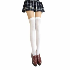 Vita Knästrumpor Höga Strumpor Thigh High Vit