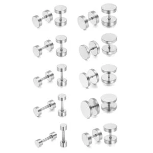 2-pack Fake Plug Fejk Töjning Örhänge Piercingsmycke Silver