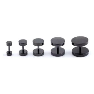 2-pack Svart Fake Plug Fejk Töjning Örhänge Piercingsmycke