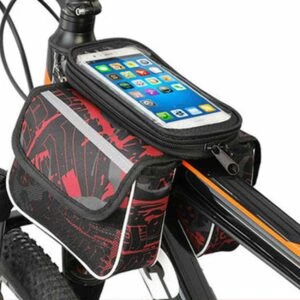 Rymlig vattentät cykelväska med mobilhållare mobil 6,2"