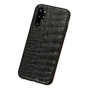 Galaxy note 10 plus mobilskal svart läder skinn krokodil skal
