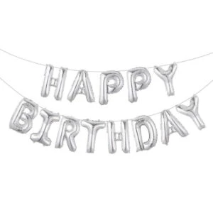 Happy Birthday Ballonger Fest Födelsedag Kalas Silver