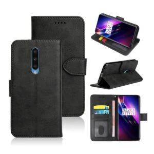 Oneplus 8 Plånboksfodral Läder Skinn Fodral Svart