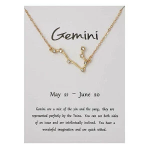 Stjärntecken halsband tvillingarna gemini gåvohalsband guld