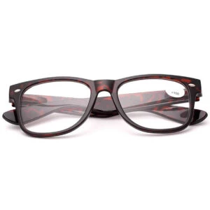 Bruna Leopard Wayfarer Läsglasögon Med Styrka
