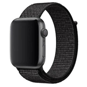 Reflektivt svart apple watch nylonarmband sportloop kardborreband