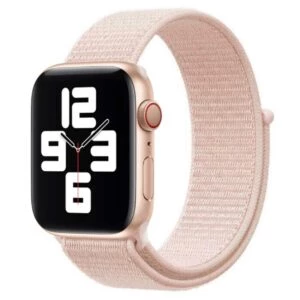 Rosa apple watch nylonarmband sportloop kardborreband
