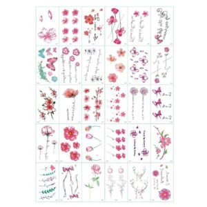 30-pack temporära fake tatueringar gnuggisar blommor
