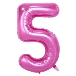 Enorm 102cm Sifferballong Rosa Metallic Nummer 5 Ballong