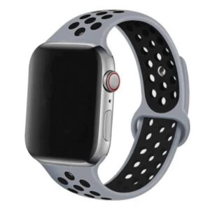 Apple Watch 42/44/45 Sportarmband Med Hål Grå Svart