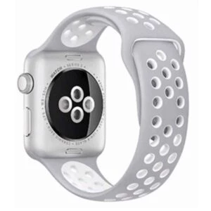 Apple watch 42/44/45 sportarmband med hål grå vit