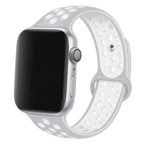 Apple watch 42/44/45 sportarmband med hål grå vit