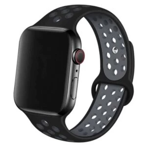 Apple Watch 42/44/45 Sportarmband Med Hål Svart Grå