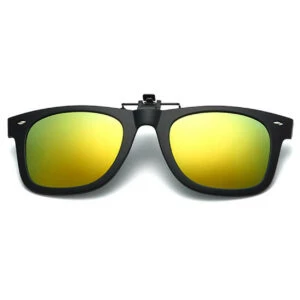 Clip-on Solglasögon Wayfarer - Relfektivt Guld Spegelglas