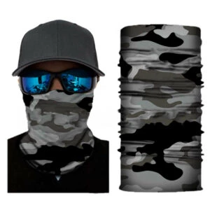 Multifunktionell halsduk bandana halsvärmare grå camouflage